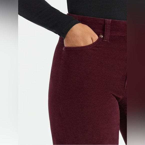 NEW Time and Tru Women's Velvet Wide Leg Pants, 32" Inseam, size 6 Burgundy Wine - Picture 6 of 6